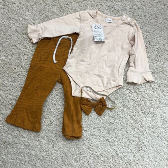 Baby Girl Outfit - top pants headband - Picture 1 of 7